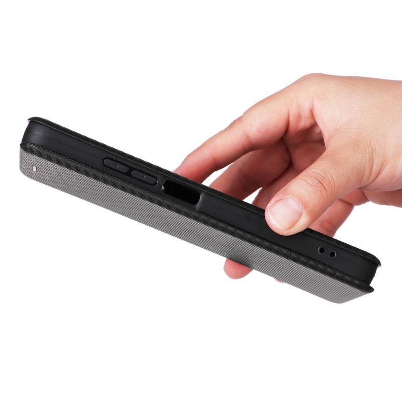 Kožené Pouzdro Folio Poco C75 Textura Uhlíkových Vláken