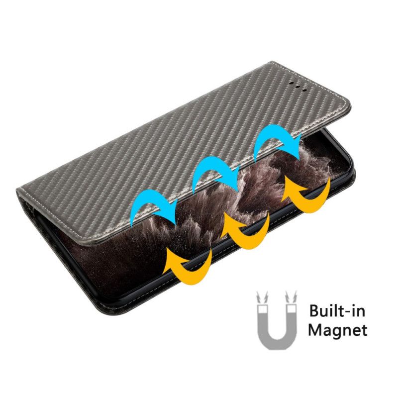 Kožené Pouzdro Poco C75 Textura Z Uhlíkových Vláken S Popruhem