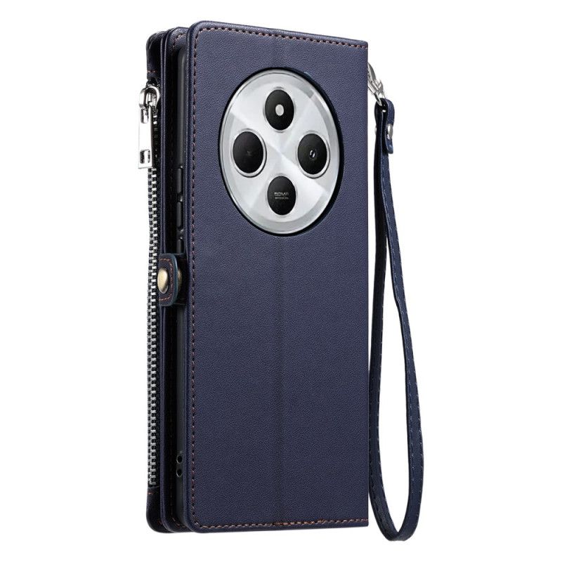 Kožený Kryt Na Poco C75 Peněženka Na Mince S Popruhem A Ramenním Popruhem