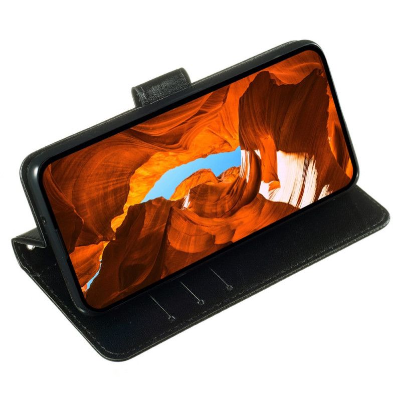 Kožený Kryt Na Poco C75 Řemínek Z Umělé Kůže Se Zlatými Růžemi