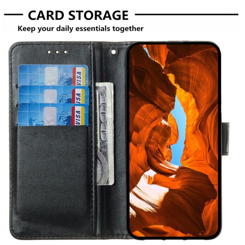 Kožený Kryt Na Poco C75 Řemínek Z Umělé Kůže Se Zlatými Růžemi