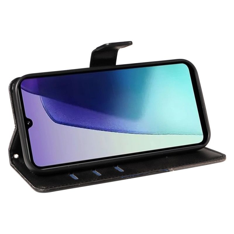 Kožený Kryt Poco C75 Dvoubarevné Pruhy