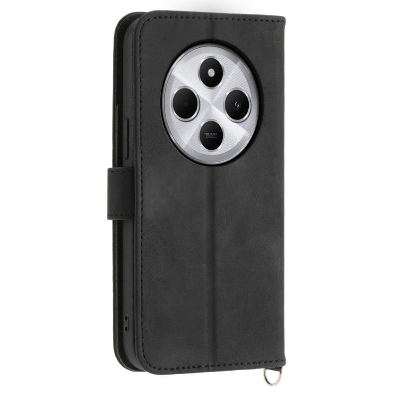 Kožený Kryt Poco C75 Krajka S Efektem Semiše S Popruhem A Ramenním Popruhem