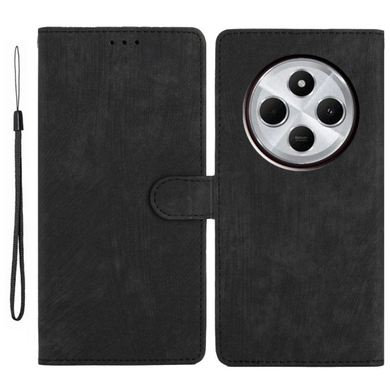 Kožený Kryt Poco C75 Semišový Efekt S Popruhem