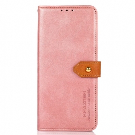 Kožený Kryt Poco C75 Zlatý Knoflík Khazneh