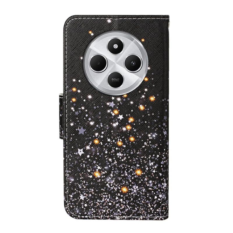 Kožený Kryt Poco C75 Černý Pentagramový Patchwork S Popruhem