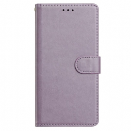 Peněženková Pouzdra Poco C75 Kryty Na Mobil Efekt Obyčejné Kůže S Popruhem