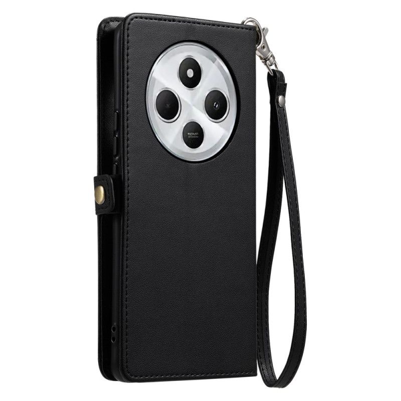 Peněženková Pouzdra Poco C75 Kryty Na Mobil Přední Kapsa S Popruhem