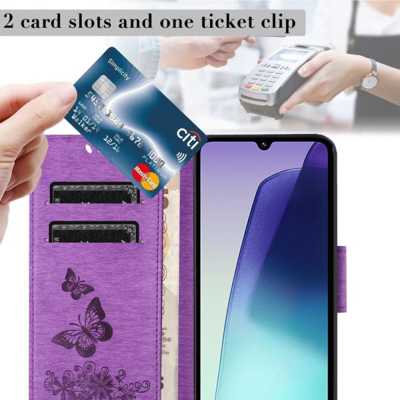 Peněženková Pouzdra Poco C75 Texturovaní Motýli