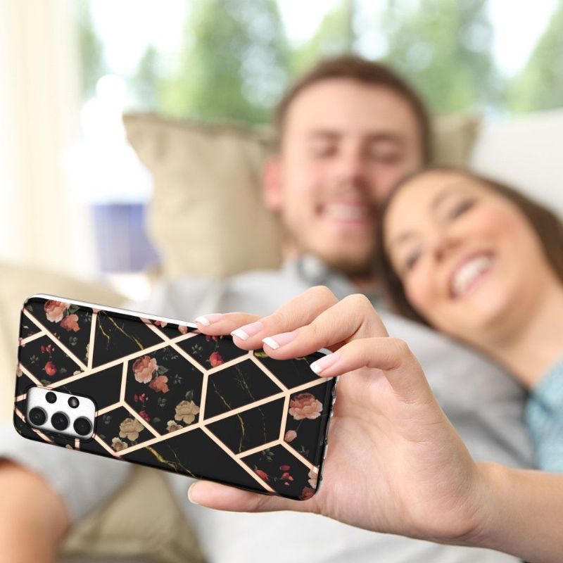 Kryt Na Samsung Galaxy A13 4G Mramor A Květiny