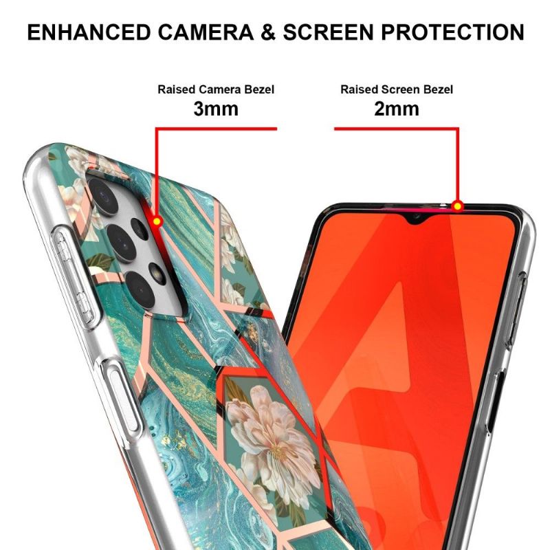 Kryt Na Samsung Galaxy A13 4G Mramorové A Bílé Květy