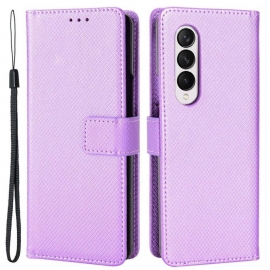 Flipové Pouzdro Na Samsung Galaxy Z Fold 4 Na Lana Diamantový Pásek