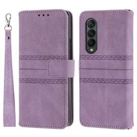 Flipové Pouzdro Na Samsung Galaxy Z Fold 4 Vzor Opasku Z Umělé Kůže