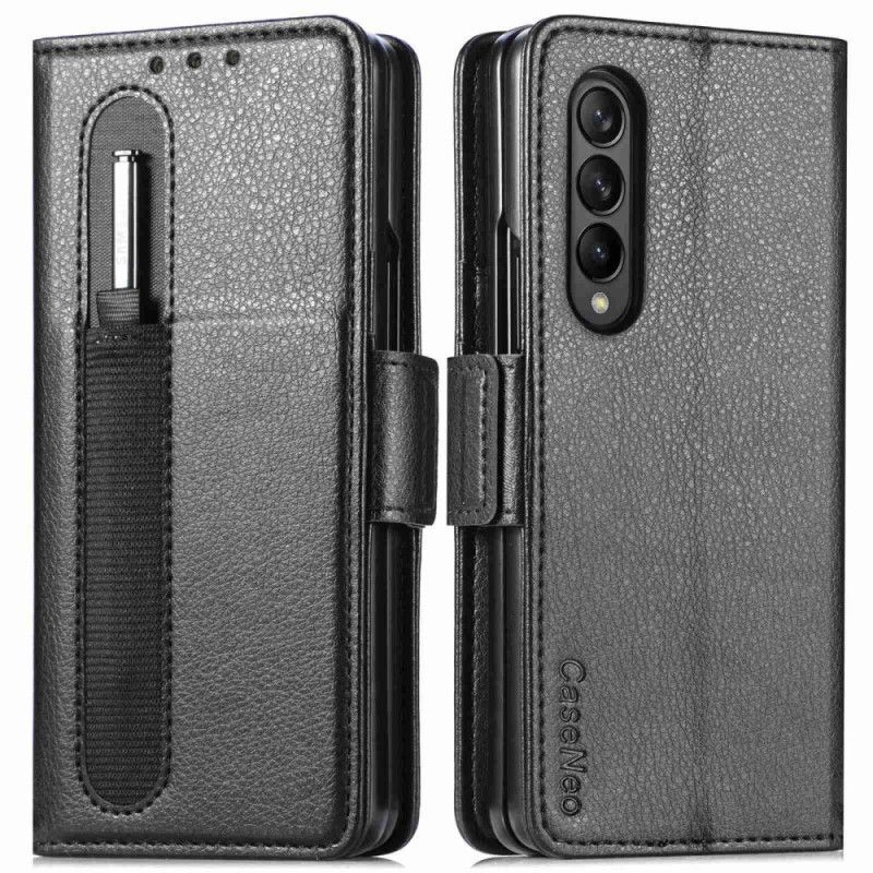 Kožené Pouzdro Na Samsung Galaxy Z Fold 4 Slot Pro Pero Caseneo Z Umělé Kůže Litchi