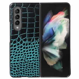 Kryt Na Samsung Galaxy Z Fold 4 Módní Pravá Kůže S Efektem Krokodýla