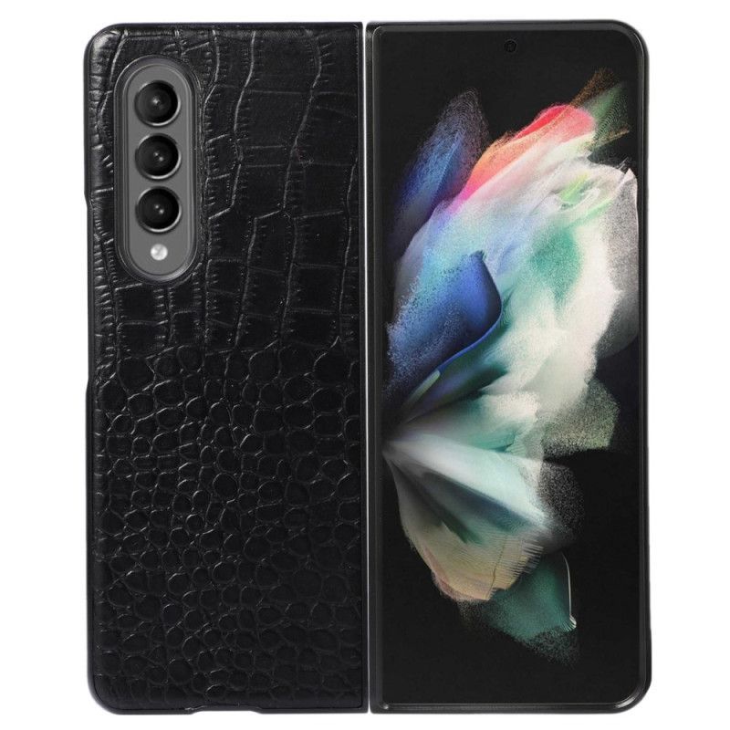 Kryt Na Samsung Galaxy Z Fold 4 Módní Pravá Kůže S Efektem Krokodýla