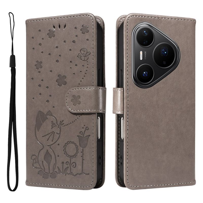 Kožený Kryt Huawei Pura 80 Pro Kočka A Včela