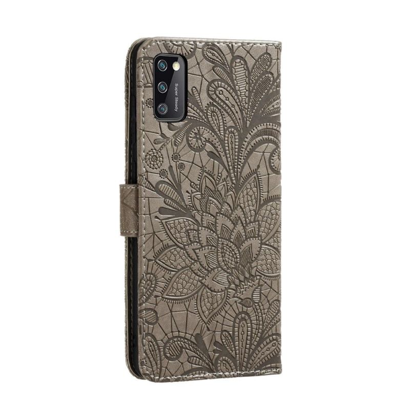 Flipové Pouzdro Na Samsung Galaxy A41 Elegantní Krajkový Květ