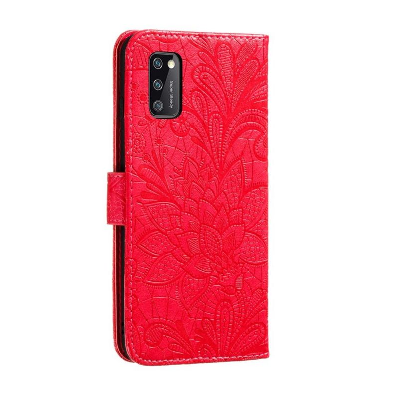 Flipové Pouzdro Na Samsung Galaxy A41 Elegantní Krajkový Květ