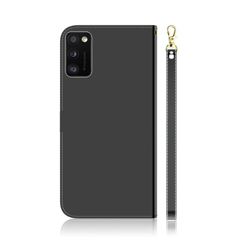 Flipové Pouzdro Na Samsung Galaxy A41 Pásek Se Zrcadlovým Efektem