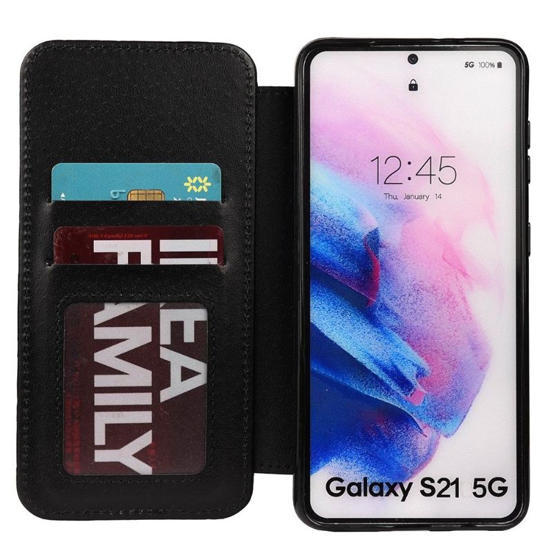 Flipové Pouzdro Na Samsung Galaxy S21 5G Efekt Luxusní Prošívané Kůže