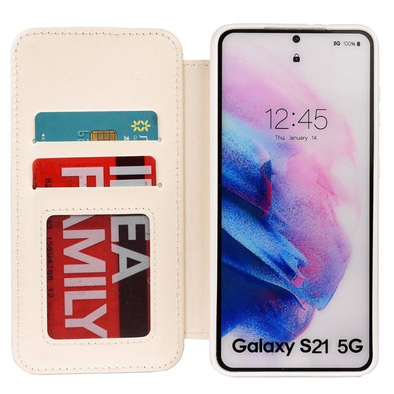 Flipové Pouzdro Na Samsung Galaxy S21 5G Efekt Luxusní Prošívané Kůže