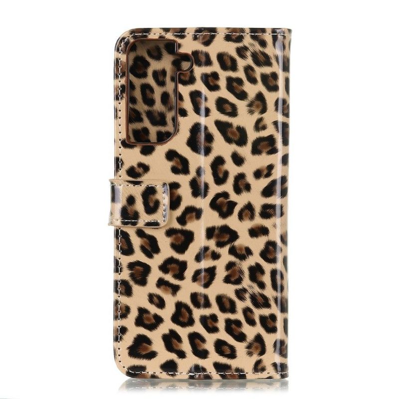 Flipové Pouzdro Na Samsung Galaxy S21 5G Styl Leoparda Z Umělé Kůže