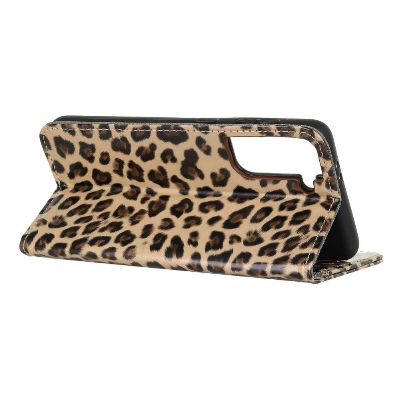 Flipové Pouzdro Na Samsung Galaxy S21 5G Styl Leoparda Z Umělé Kůže