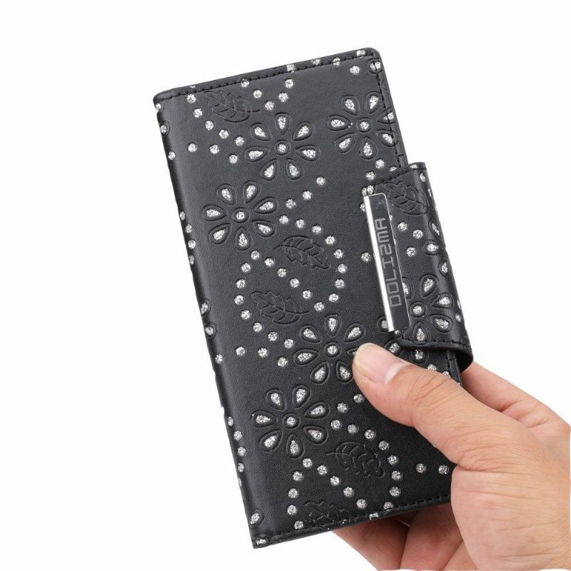 Kryt Flipové Pouzdro Na Samsung Galaxy S21 5G Diamantové Květiny