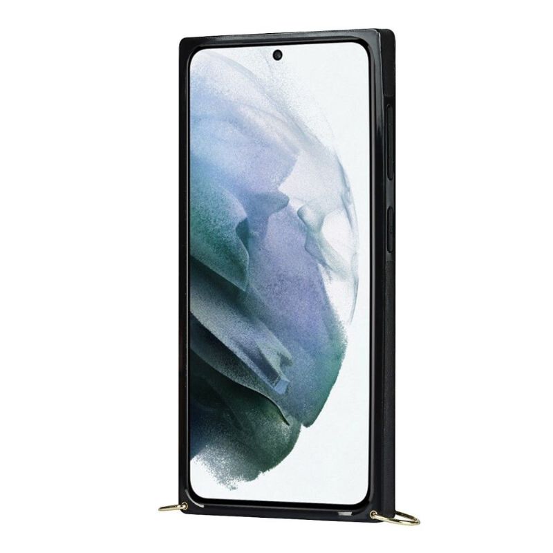 Kryt Na Samsung Galaxy S21 5G Prošívaný Kožený Efekt A Šňůrka