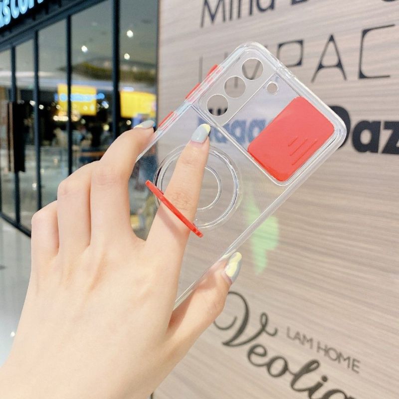 Kryt Na Samsung Galaxy S21 5G Transparentní S Kroužkem A Krytem Fotoaparátu