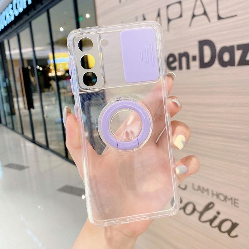 Kryt Na Samsung Galaxy S21 5G Transparentní S Kroužkem A Krytem Fotoaparátu