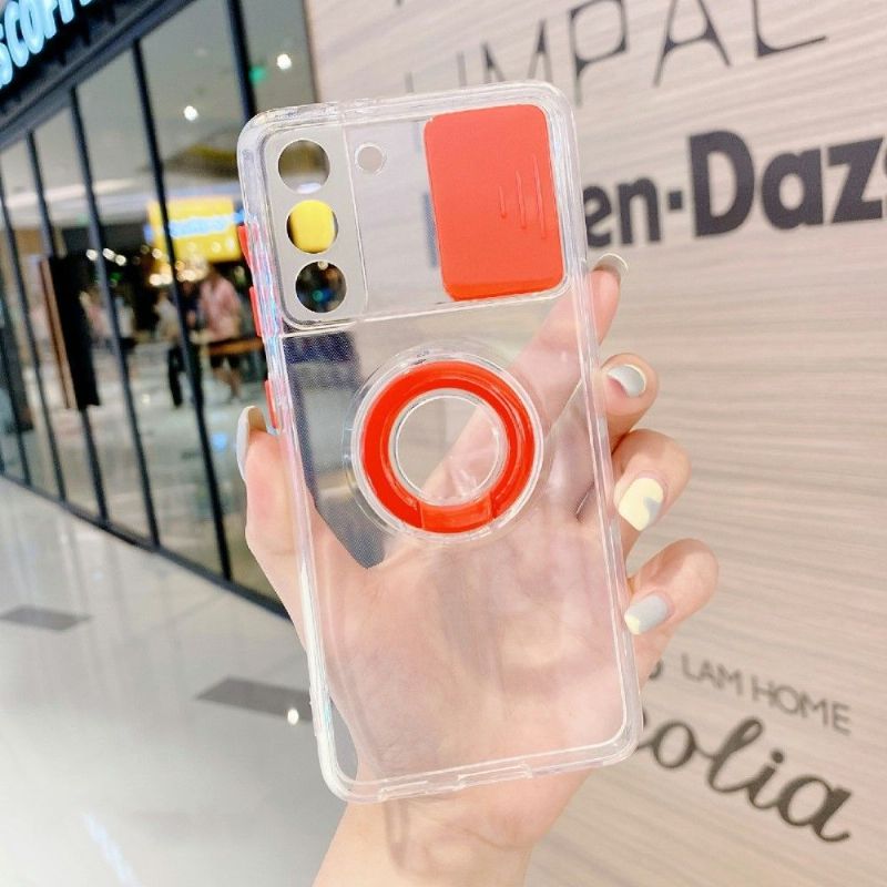 Kryt Na Samsung Galaxy S21 5G Transparentní S Kroužkem A Krytem Fotoaparátu