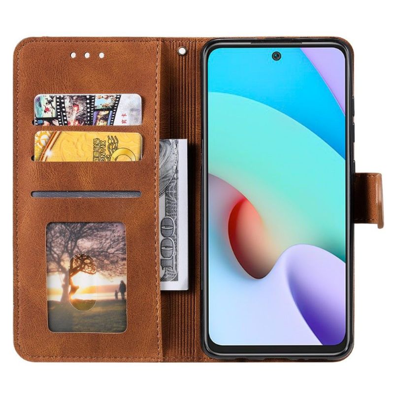 Flipové Pouzdro Na Poco M4 Pro 5G Na Lana Kožené Pouzdro Dvoubarevné Folio