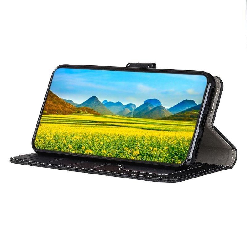 Flipové Pouzdro Na Poco M4 Pro 5G Umělá Kůže Croc Look