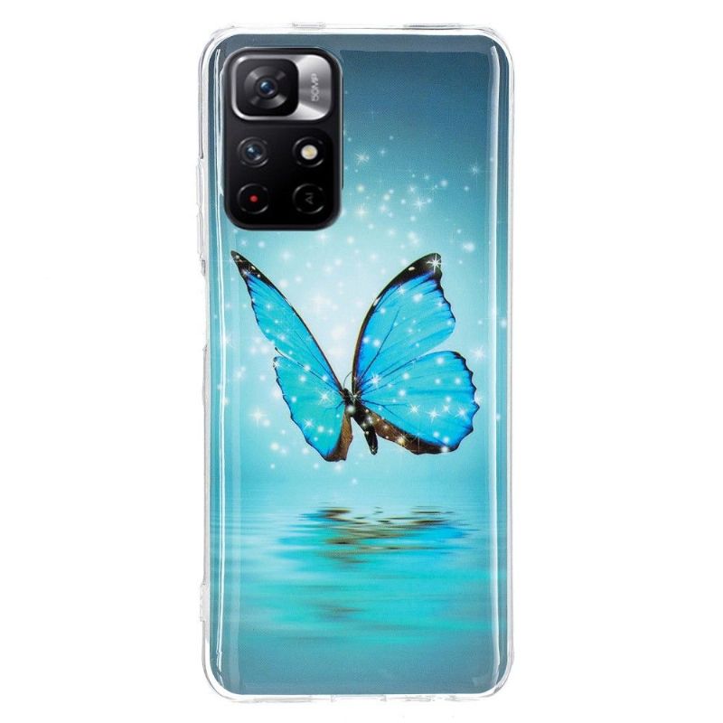 Kryt Na Poco M4 Pro 5G Svítící Modrý Motýl