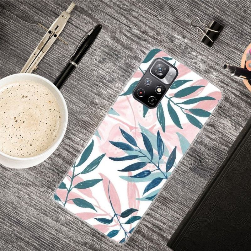 Kryty Na Mobil Na Poco M4 Pro 5G Zelené A Růžové Listy