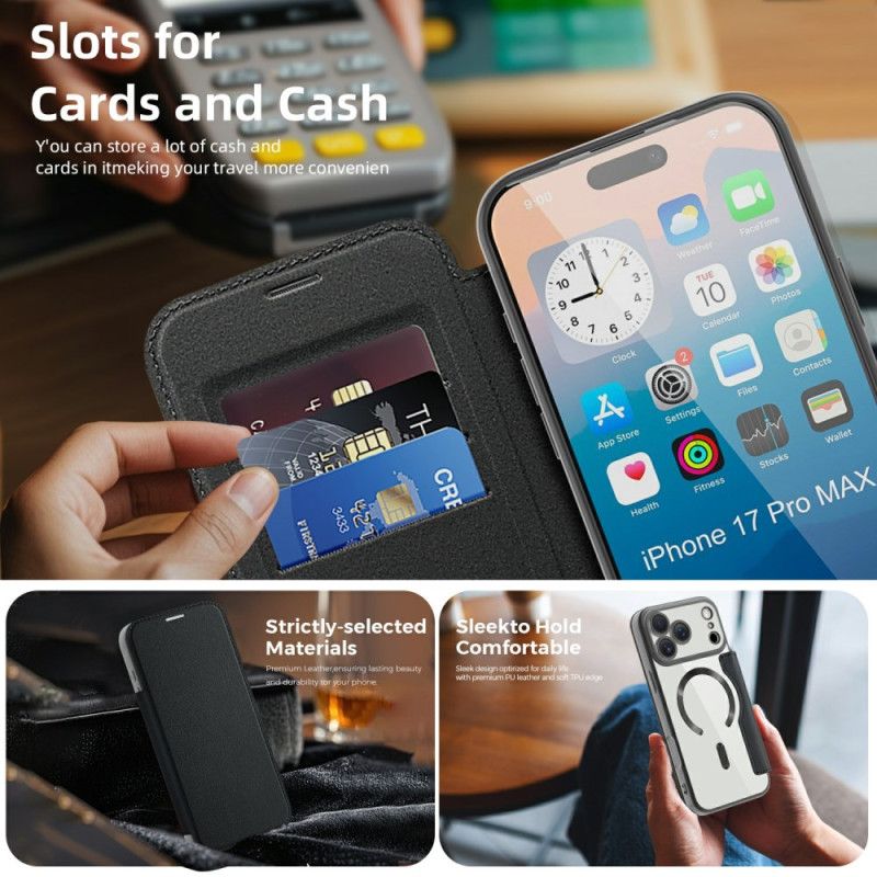 Kožené Pouzdro Folio iPhone 17 Pro Kompatibilní S Magsafe A Rfid Blokováním