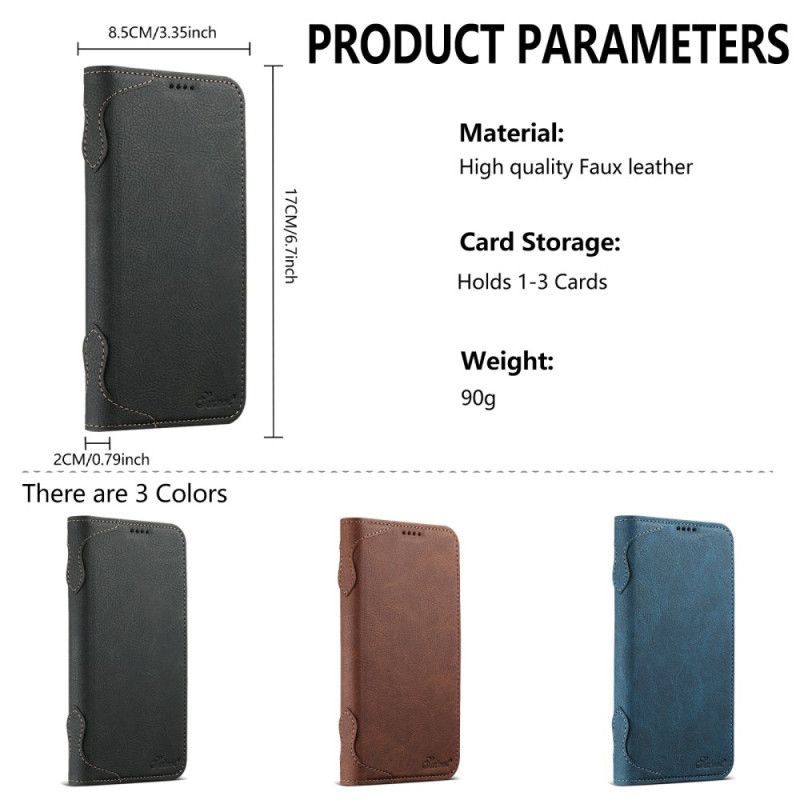 Kožené Pouzdro Folio iPhone 17 Pro Kompatibilní S Magsafe Textura Liči