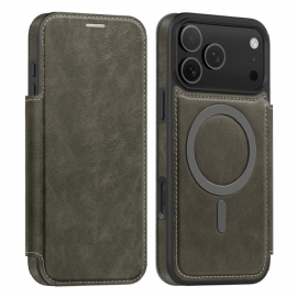 Kožené Pouzdro Folio iPhone 17 Pro Pouzdro Na Karty Rfid Kompatibilní S Magsafe