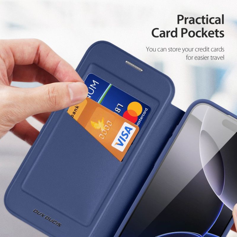 Kožené Pouzdro Folio iPhone 17 Pro Skin X Pro Series Se Stojánkem Dux Ducis