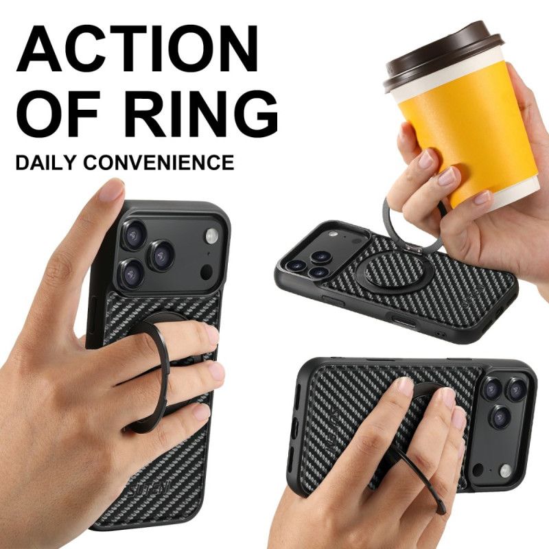 Kryt iPhone 17 Pro Otočný Držák Magsafe A Uhlíková Vlákna