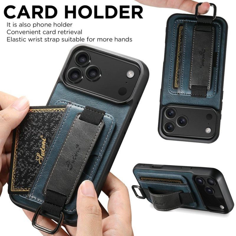 Kryt Na iPhone 17 Pro S Držákem Na Karty V Retro Designu