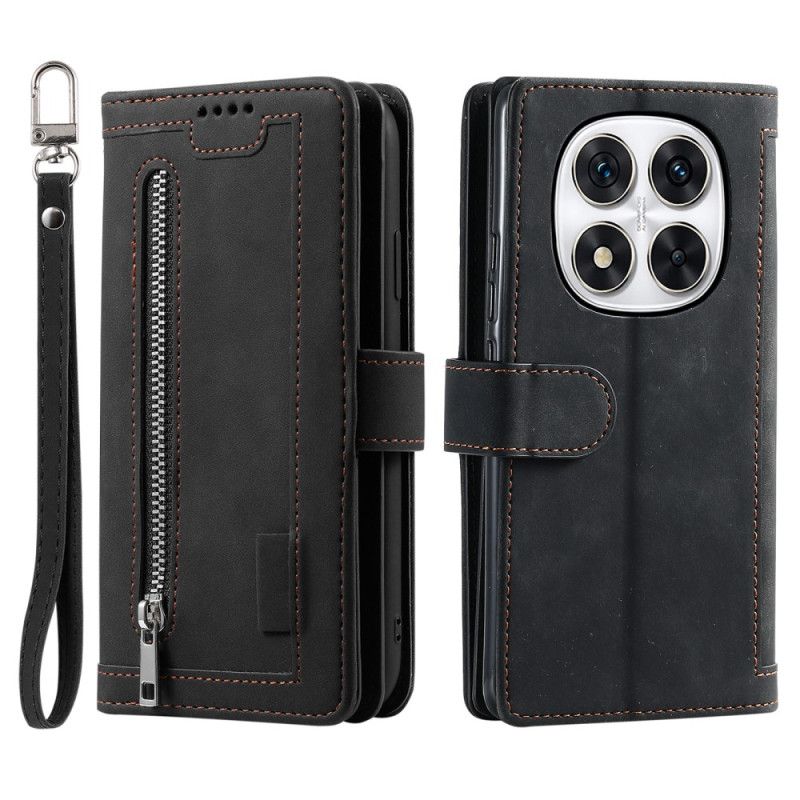 Kožený Kryt Na Xiaomi Redmi Note 14 Pro 4g Pouzdra Na 9 Karet S Popruhem