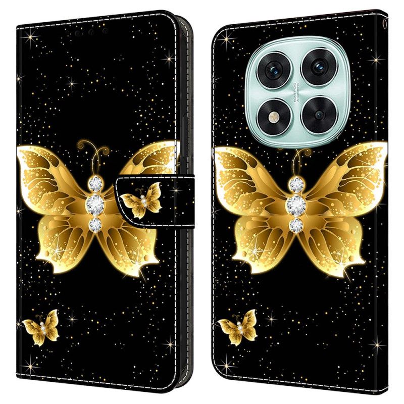 Kožený Kryt Na Xiaomi Redmi Note 14 Pro 4g Zlatí Motýli