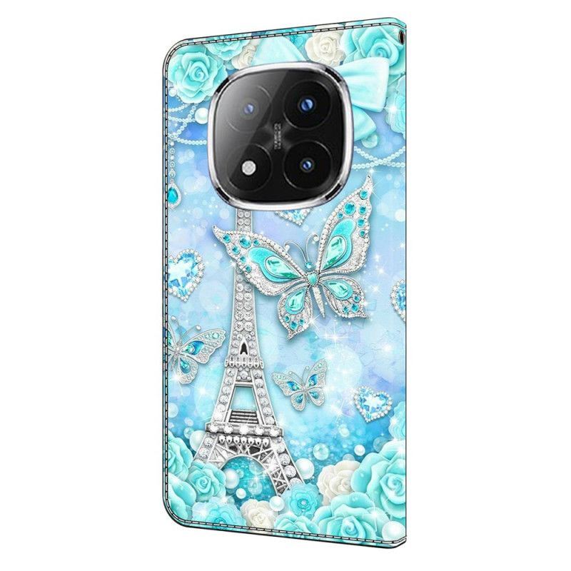 Kožený Kryt Xiaomi Redmi Note 14 Pro 4g Eiffelova Věž A Diamanty