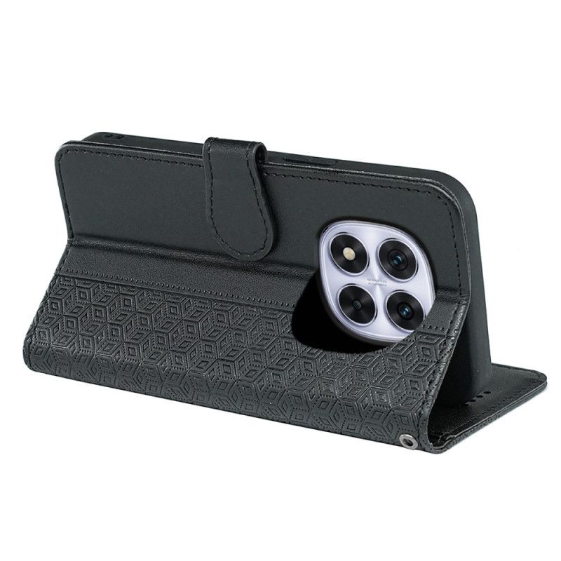 Kožený Kryt Xiaomi Redmi Note 14 Pro 4g Kostky Na Okraji A Pásku