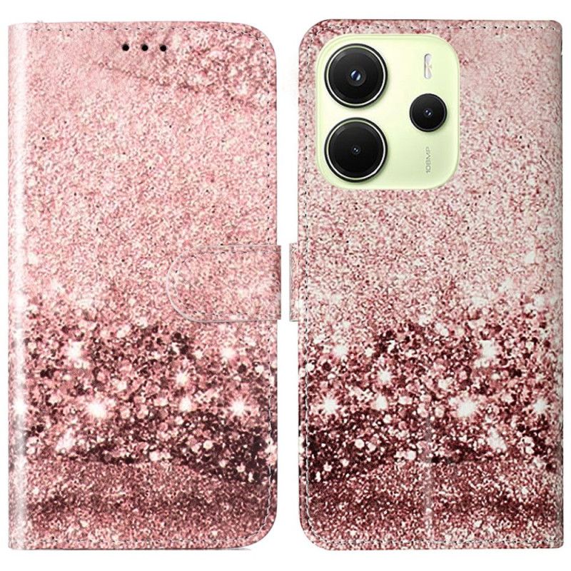 Kožený Kryt Xiaomi Redmi Note 14 Pro 4g Růžovo-zlatý Mramor