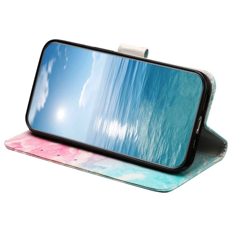 Kožený Kryt Xiaomi Redmi Note 14 Pro 4g Růžový A Zelený Mramor