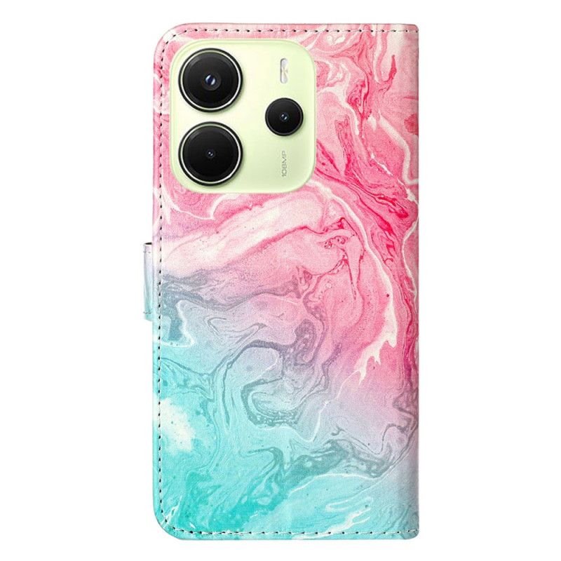 Kožený Kryt Xiaomi Redmi Note 14 Pro 4g Růžový A Zelený Mramor